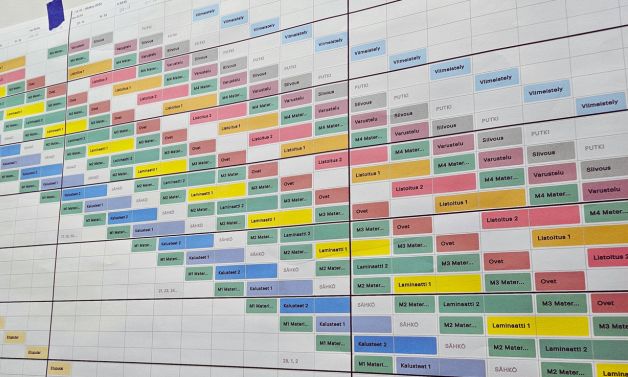 A schedule printout at a Sitefactory construction site